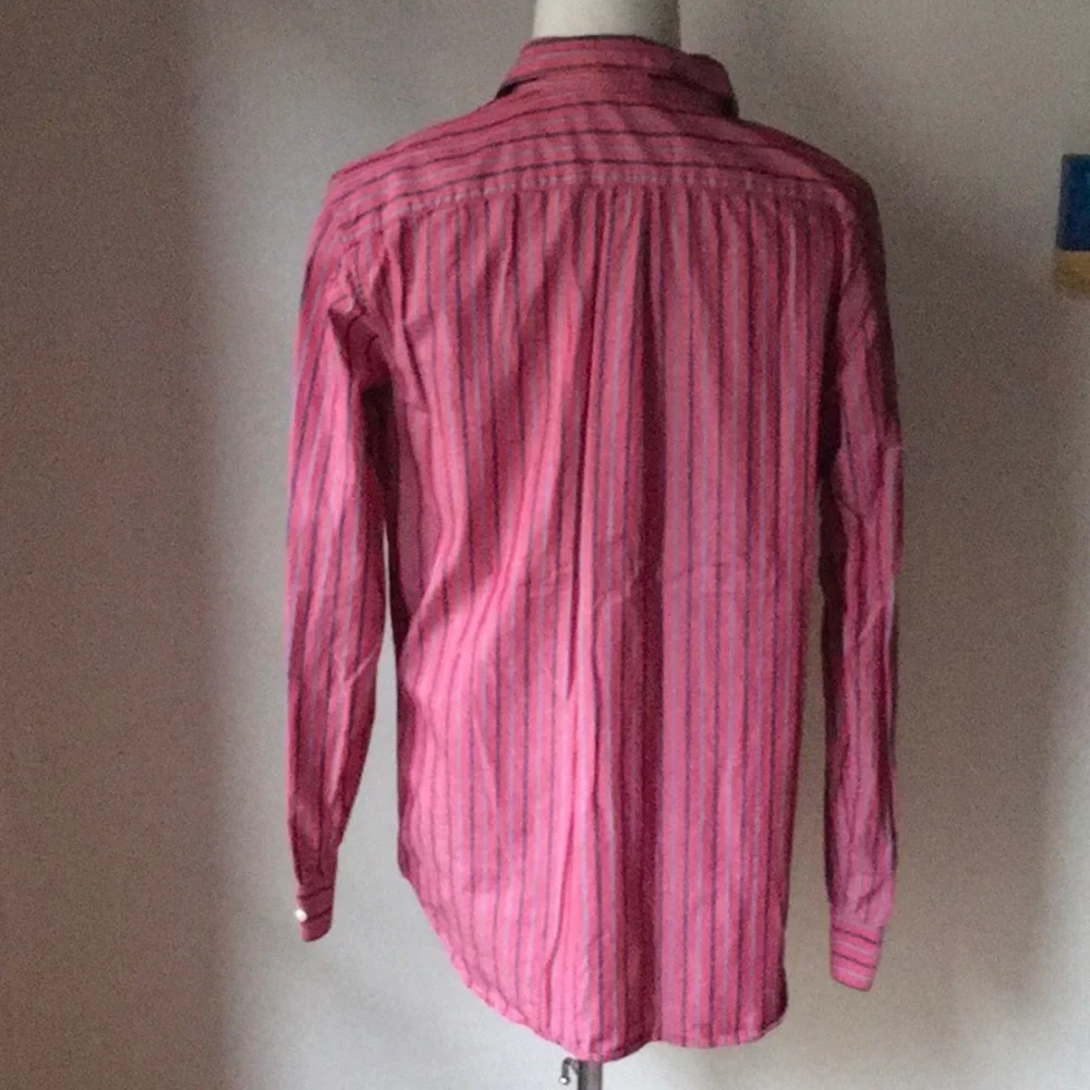 Banana Republic Striped Button Down Shirt in 100% Red Cotton (sz XL)
